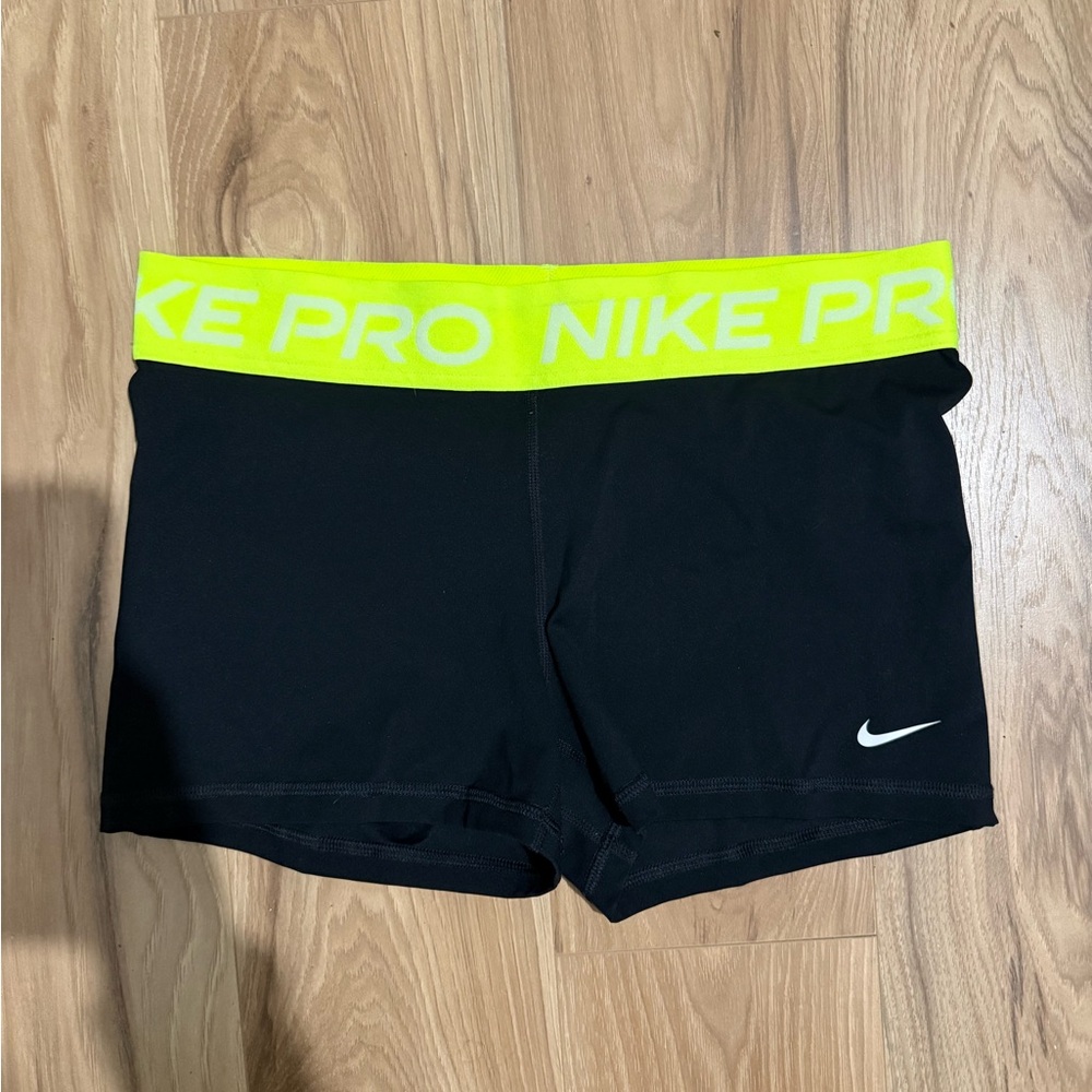 Nike Black Shorts with Neon Yellow Waistband
